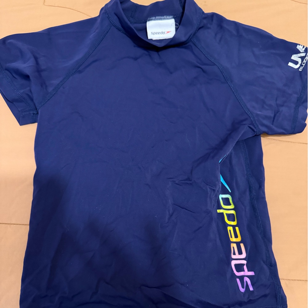 Speedo Dark Blue Swim Top with Vibrant Logo